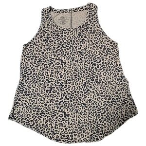Leopard Print Drapey Tank Top Sleeveless Animal Print Casual Top
(T)